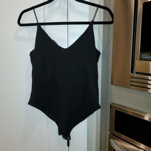 New Black V Neck Sleeveless Bodysuit